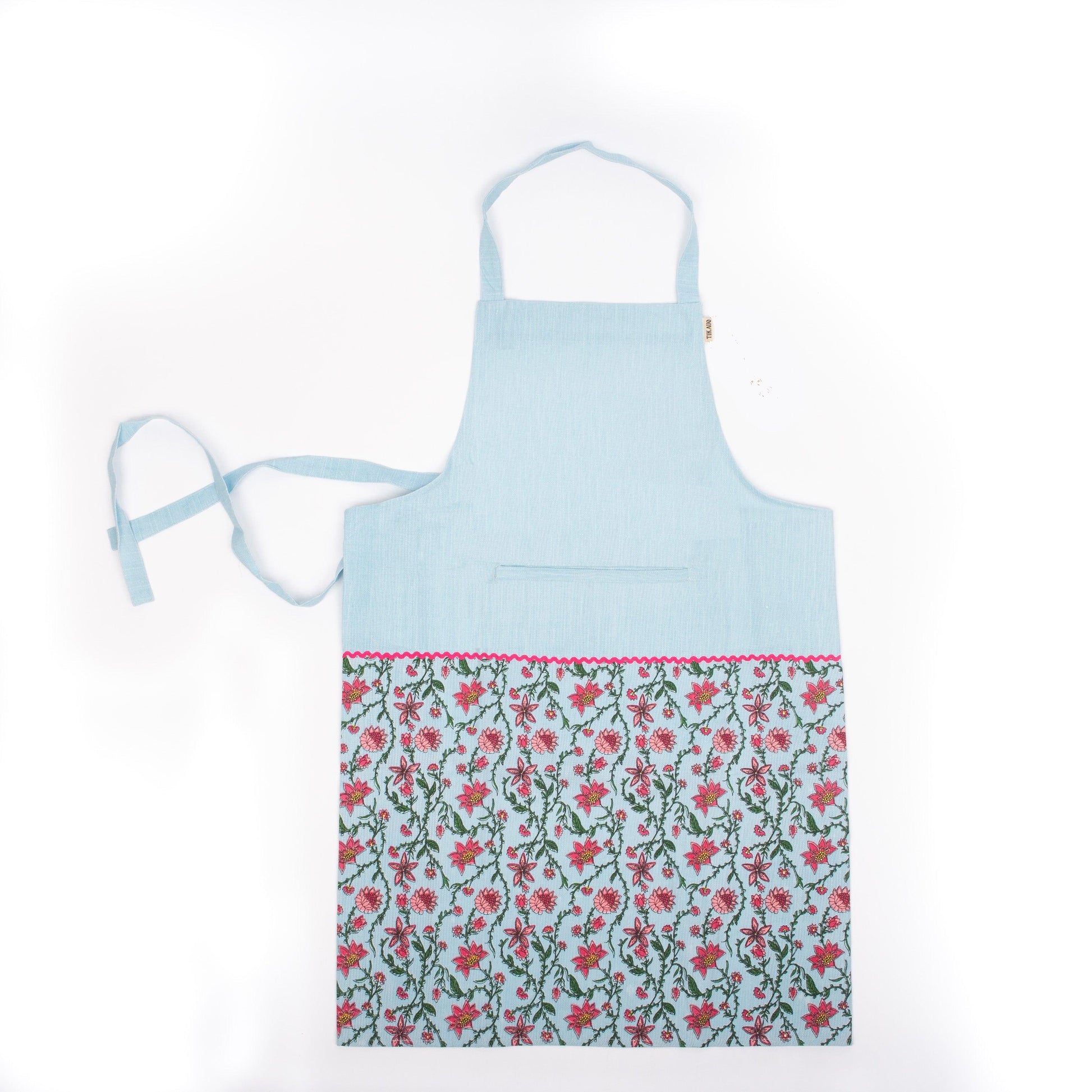 floral apron blue