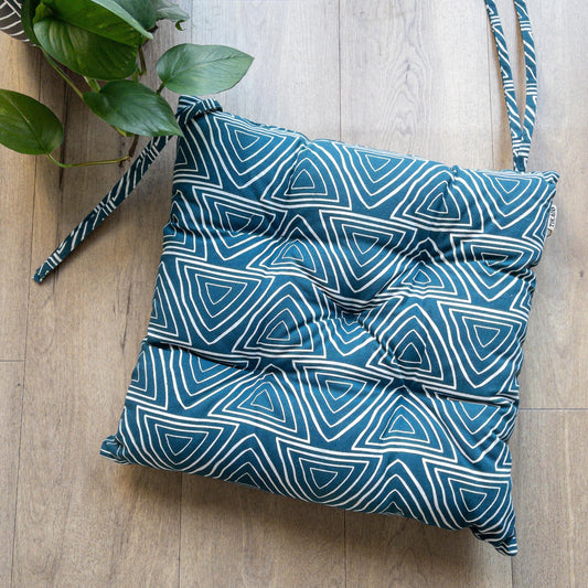 Geometric Print Seat Pads - Blue