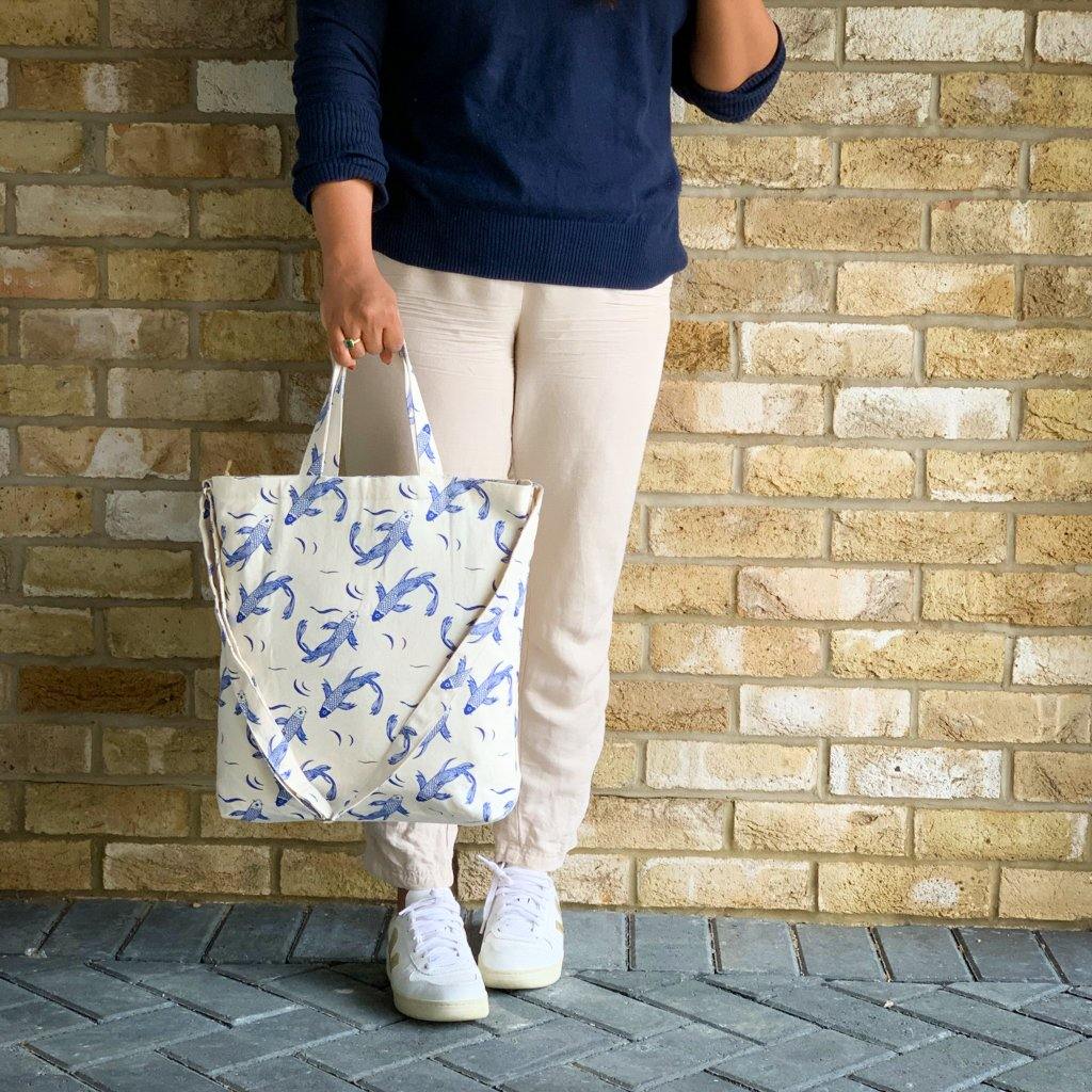 Sakana Tote Bag in Blue - Tikauo