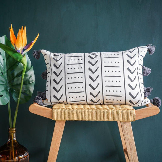 Uma Rectangle Cushion Cover in Charcoal - Tikauo