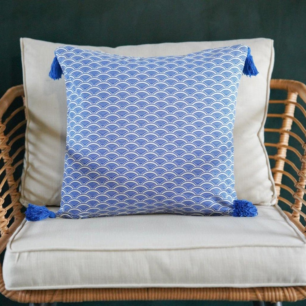 Ikigai Cushion Cover in Blue - Tikauo