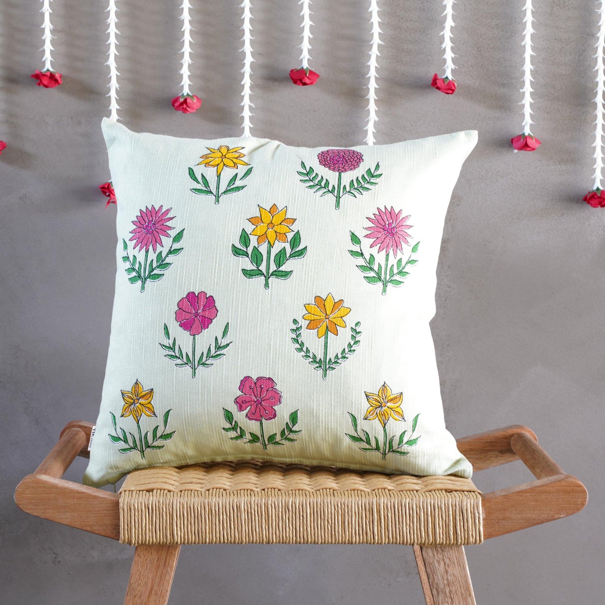 Gulzar Floral Cushion Cover - Tikauo