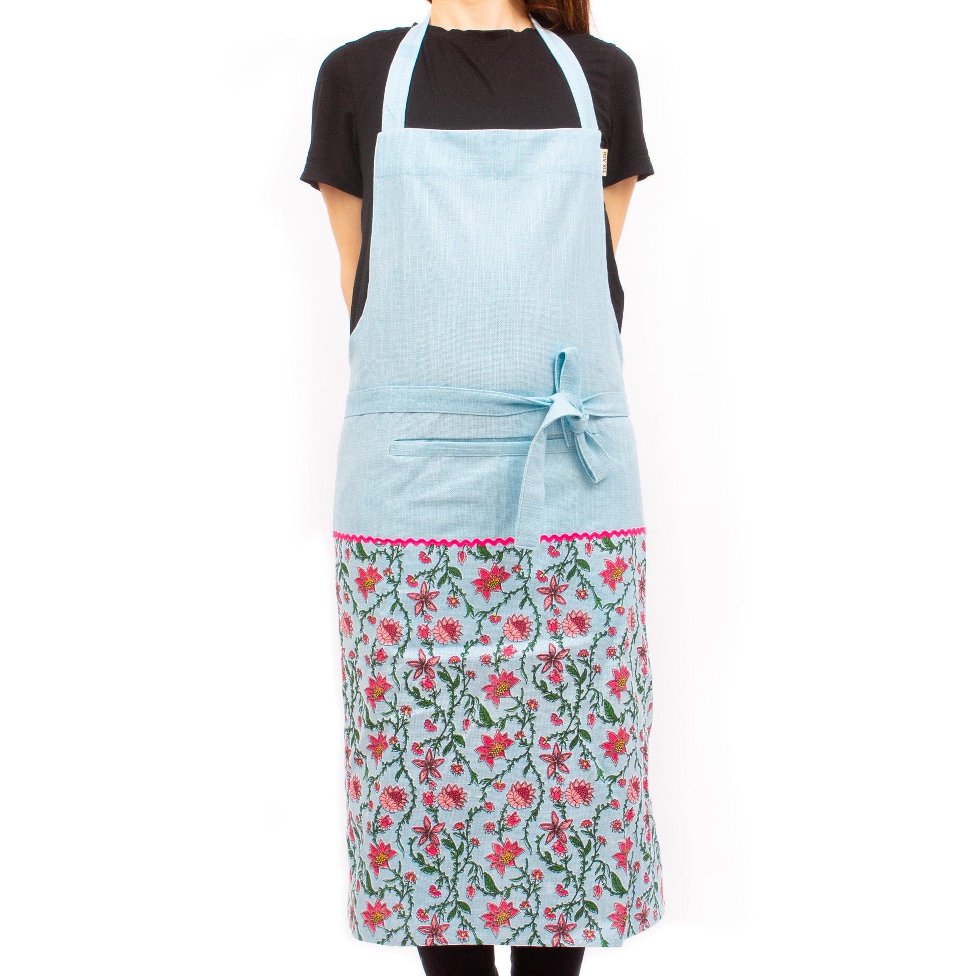 floral aprons blue