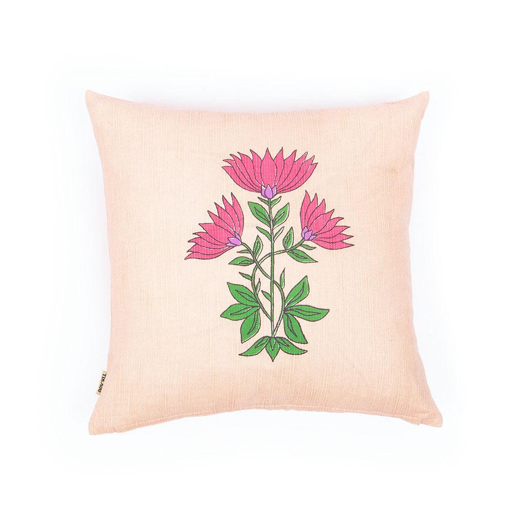 Juhi Floral Pink Cushion Cover - Tikauo