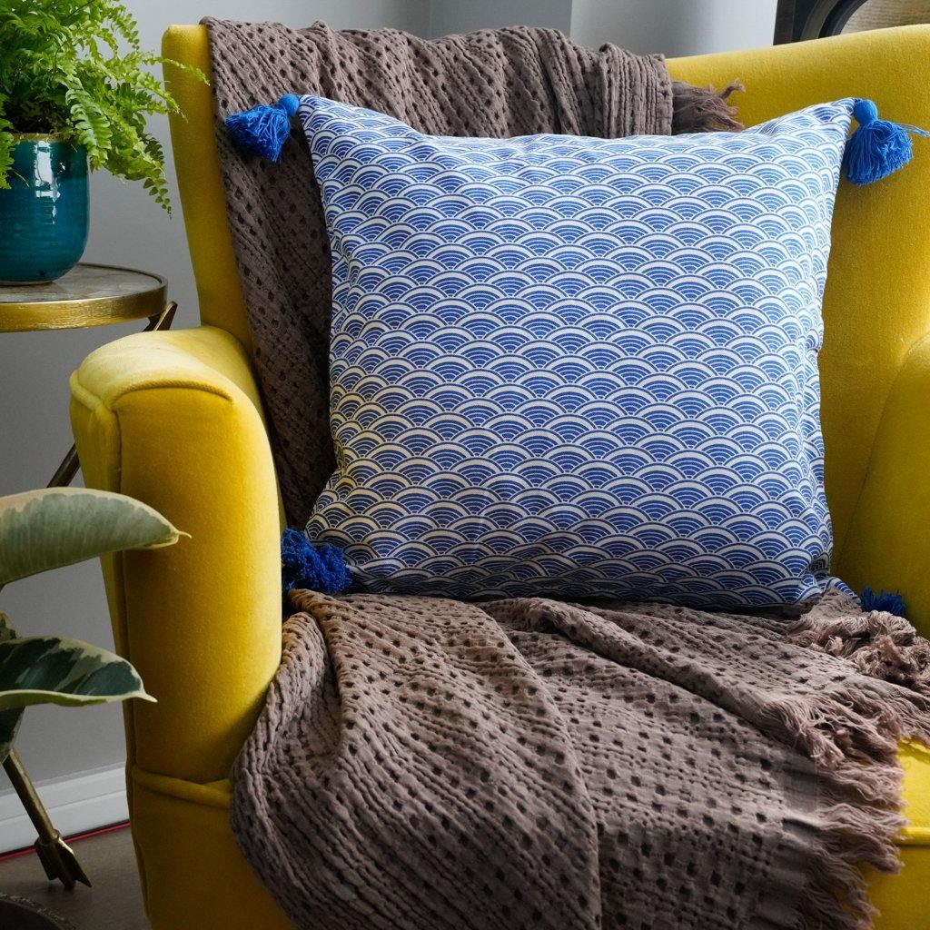 Ikigai Cushion Cover in Blue - Tikauo